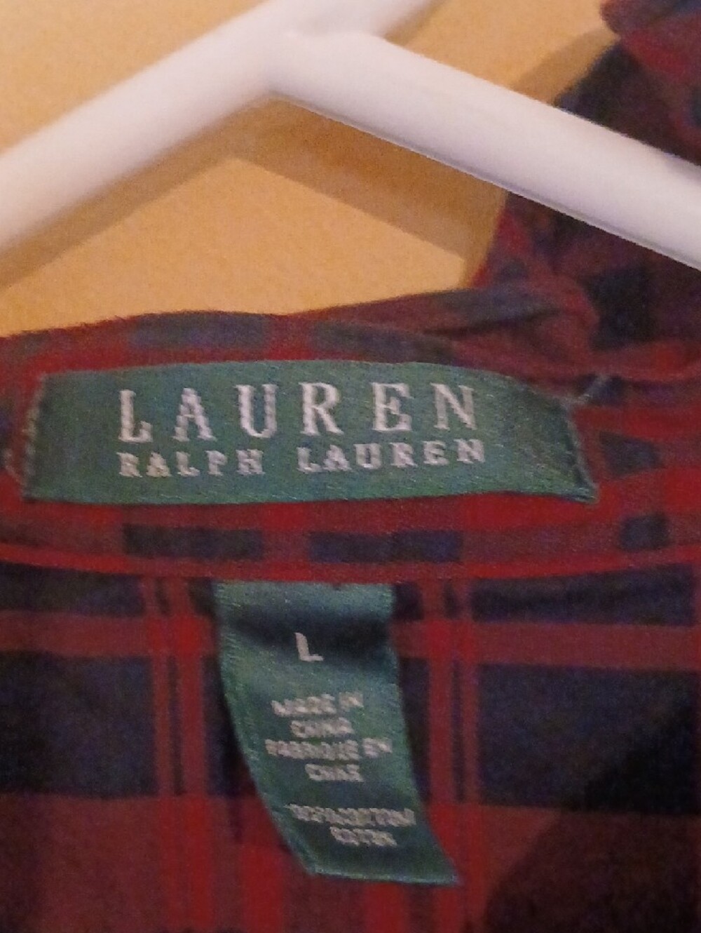 Lauren by Ralph Lauren Ruffled Plaid Long-Sleeve Shirt ■ Red & Black Size L - Picture 3 of 6